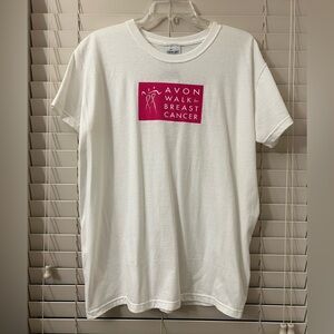 NEW- Avon Walk For Breast Cancer Reebok Women's Large Cotton White T-Shirt Top